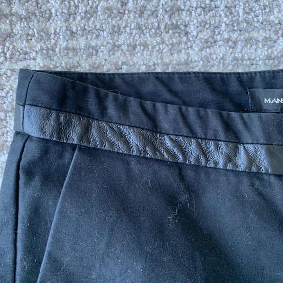Mango Black Leather Trim Cigarette Pants - Picture 4 of 7